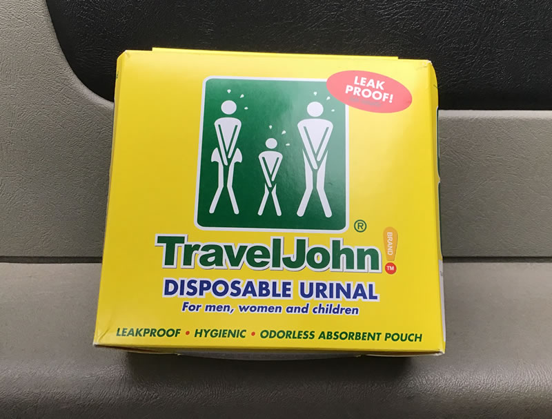 TravelJohn package disposable urinal