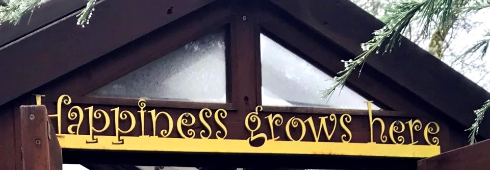 Cut metal letters - Happiness grows here