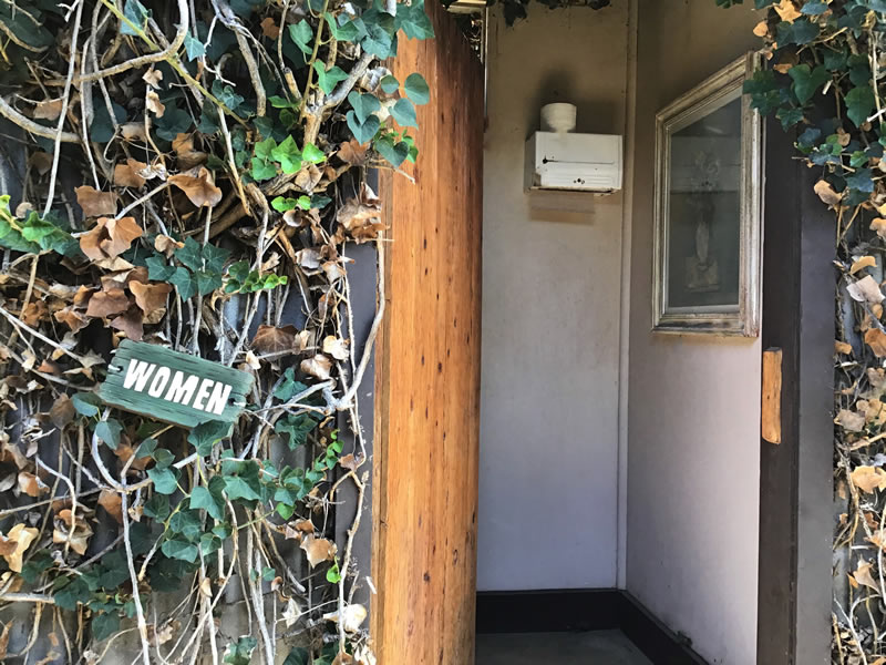 Outdoor entrance to a ladies room